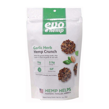 Evo Hemp Hemp Crunch - Garlic & Herb - Case of 12 - 3 oz