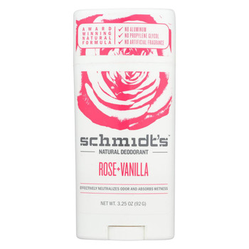 Schmidt's Deodorant Stick - Rose Vanilla - 3.25 oz