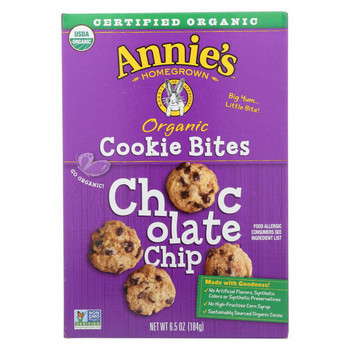 Annie'S Homegrown Cookie Bites Chocolate Chip - Case Of 12 - 6.5 Oz