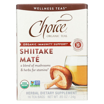 Choice Organic Teas Organic Wellness Tea - Shiitake Mate - Case of 6 - 16 BAG