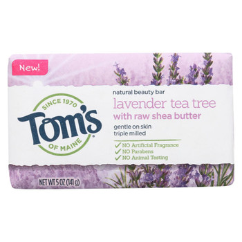 Tom's of Maine Beauty Bar Soap - Lavender Tea Tree - Case of 6 - 5 oz