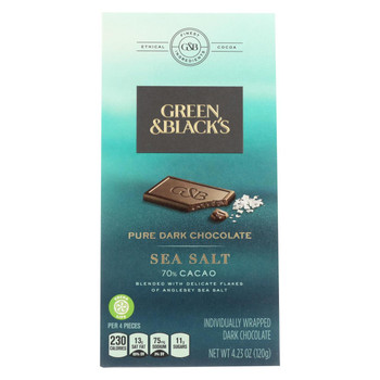 Green and Black's Bag - Dark Chocolate 70% - Sea Salt - Case of 8 - 4.23 oz