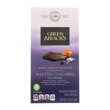 Green and Black's Bag - Dark Chocolate 70% - Salt Caramel - Case of 8 - 4.23 oz