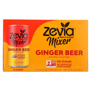 Zevia Zero Calorie Mixer - Ginger Beer - Case of 4 - 6/7.5 fl oz