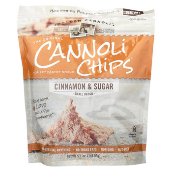 Golden Cannoli -Cannoli Chips - Cinnamon and Sugar - Case of 8 - 5.1 oz. Golden Cannoli -Cannoli Chips - Cinnamon and Sugar - Case of 8 - 5.1 oz.