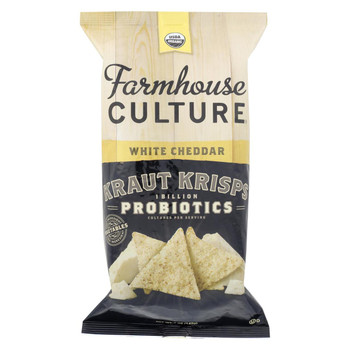 Farmhouse Culture Organic Probiotic Kraut Krisps - White Cheddar - Case of 12 - 5 oz