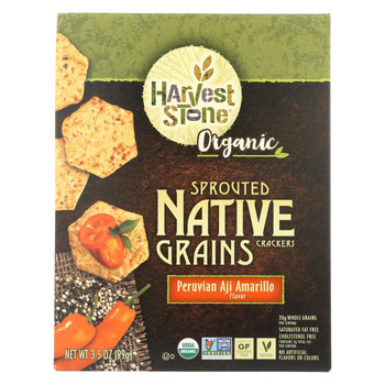 Harvest Stone Organic Native Grains Crackers - Peruvian Aji Amarillo - Case of 6 - 3.5 oz