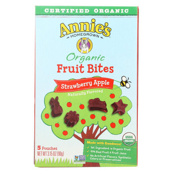 Annie'S Homegrown Fruit Bites Strawberry Apple - Case Of 10 - 3.15 Oz