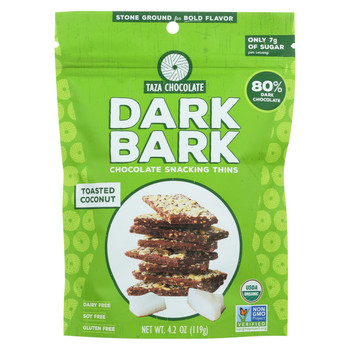 Taza Chocolate Organic Dark Bark Chocolate - Toasted Coconut - Case of 12 - 4.2 oz Taza Chocolate Organic Dark Bark Chocolate - Toasted Coconut - Case of 12 - 4.2 oz