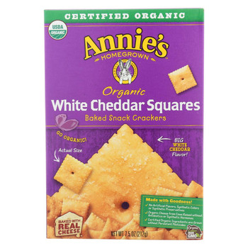 Annie'S Homegrown Cheddar Squares White Cheddar Squares - Case Of 12 - 7.5 Oz