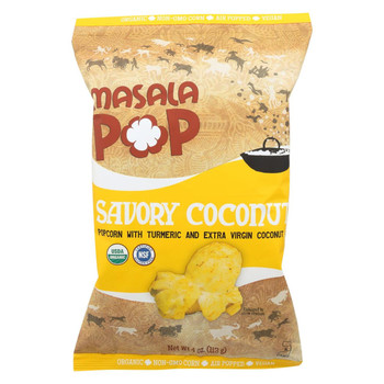 Masala Pop Popcorn - Organic - Savory Coconut - Case of 12 - 4 oz
