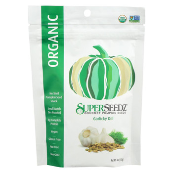 Superseedz Organic Pumpkin Seeds - Garlic Dill - Case of 6 - 4 oz