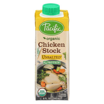 Pacific Natural Foods Stock - Organic - Chicken Unsalted - Case of 12 - 8 fl oz