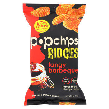 Popchips Potato Chip - Ridges - Tangy BBQ - Case of 12 - 5 oz