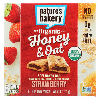 Nature's Bakery Organic Honey and Oat Bar - Strawberry - Case of 6 - Pack of 6 - 1.3 oz.