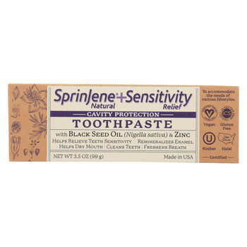 Sprinjene Natural Toothpaste - Sensative - Flouride - 3.5 oz
