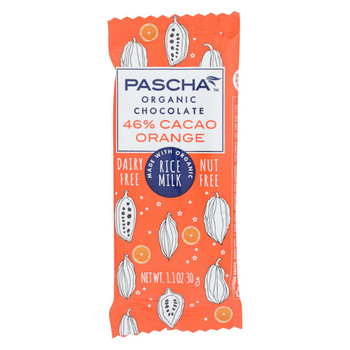 Pascha Organic Chocolate Bar - Orange Rice Milk - Case of 15 - 1.1 oz