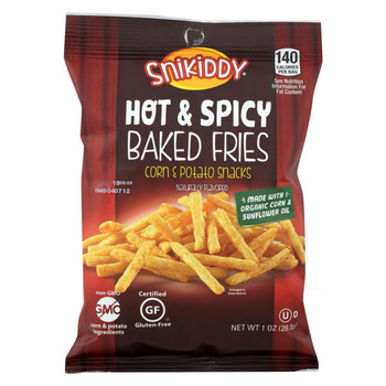 Snikiddy Snacks Fries - Organic - Hot - Spicy - Case of 48 - 1 oz
