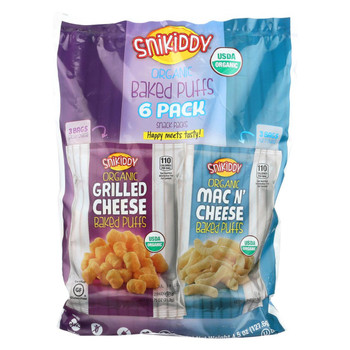 Snikiddy Snacks Organic Corn Puffs - Multipack - Case of 8 - 4.5 oz