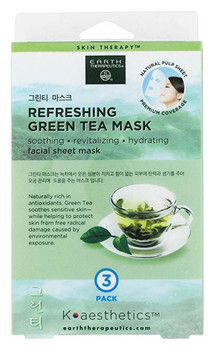 Earth Therapeutics Mask - Sheet - Green Tea - 3Pk - .3 oz