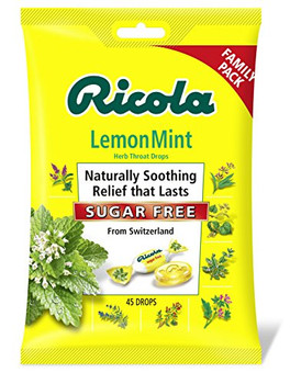 Ricola Cough Drop - Lemon Mint - Sf - Case of 12 - 45 count