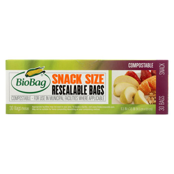 BioBag - Resealable Snack Bags - Case of 12 - 30 count