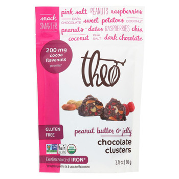 Theo Chocolate Cluster - Organic - Peanut Butter & Jelly - Case of 10 - 2.8 oz