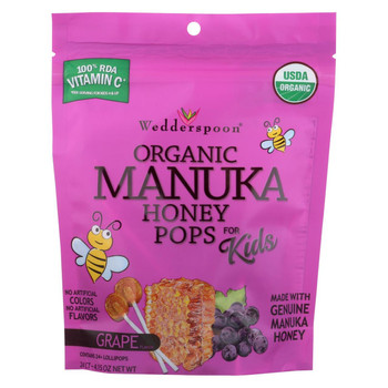 Wedderspoon Pops - Organic - Manuka Honey - Grape - 4.15 oz Wedderspoon Pops - Organic - Manuka Honey - Grape - 4.15 oz