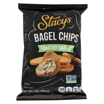 Stacy's Pita Chips Bagel Chips - Toastd Garlic - Case of 12 - 7 oz