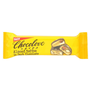 Chocolove Xoxox - Bar - Almond Toffee - Dark Chocolate - Case of 12 - 1.41 oz
