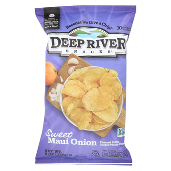 Deep River Snacks Kettle Chips - Sweet Maui Onion - Case of 12 - 8 oz.