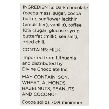 Divine Bar - 70% Dark Chocolate - Sweet Chili - Case of 12 - 3.2 oz