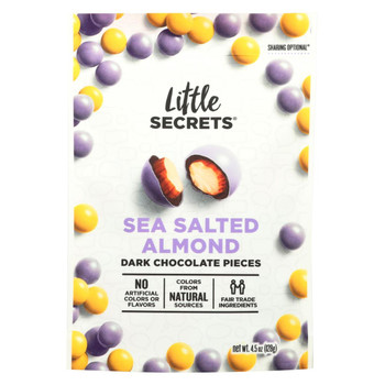 Little Secrets - Candies - Dark Chocolate Sea Salted Almond Pieces - Case of 8 - 4.5 oz.