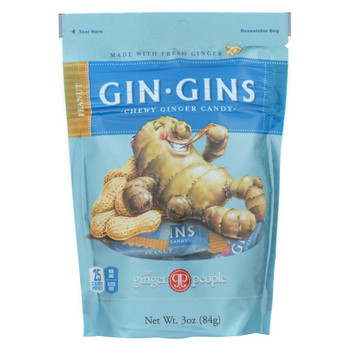 Ginger People Chewy Ginger Candy - Peanut - Case of 12 - 3 oz.