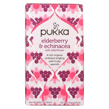 Pukka Herbal Teas Tea - Organic - Elderberry and Echinacea - 20 Bags - Case of 6 Pukka Herbal Teas Tea - Organic - Elderberry and Echinacea - 20 Bags - Case of 6