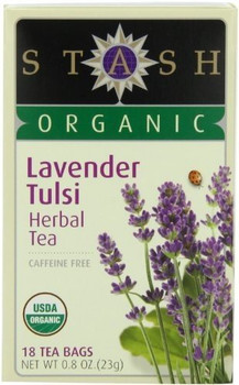 Stash Tea - Organic - Herbal - Lavender-Tulsi - 18 Bags - Case of 6