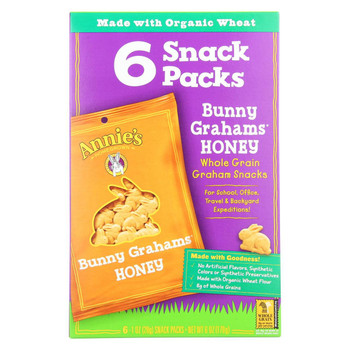 Annie's Homegrown Snack Packs - Bunny Grahams - Honey - Case of 6 - 6/1 oz.