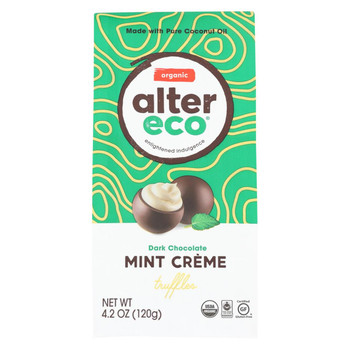 Alter Eco Americas Dark Chocolate Truffles - Mint Creme - Case of 8 - 4.2 oz.