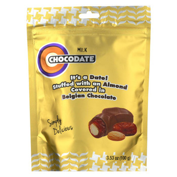 Chocodate - Date and Almond - Milk Chocolate - Case of 12 - 3.53 oz.