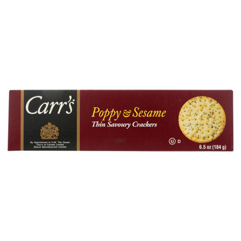 Carr's - Crackers - Poppy and Sesame - Case of 12 - 6.5 oz.
