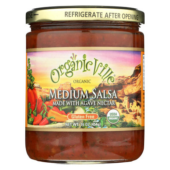 Organicville - Salsa with Agave Nectar - Medium - Case of 6 - 16 oz.
