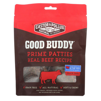 Castor and Pollux - Good Buddy Prime Patties - Real Beef Recipe - Case of 6 - 4 oz. Castor and Pollux - Good Buddy Prime Patties - Real Beef Recipe - Case of 6 - 4 oz.