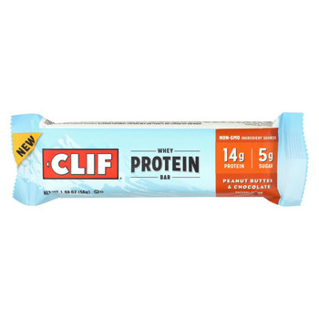 Clif Bar - Whey Protein Bar - Peanut Butter and Chocolate - Case of 8-1.98 oz.