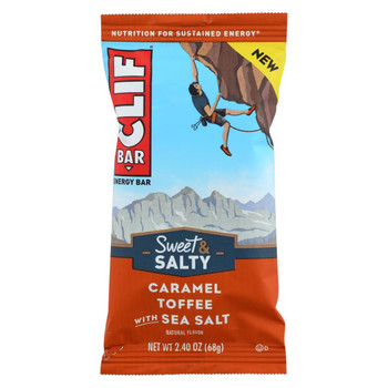 Clif Bar - Sweet and Salty Energy Bar - Caramel Toffee with Sea Salt - Case of 12 - 2.4 oz.