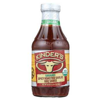 Kinders - Organic BBQ Sauce - Spicy Roasted Garlic - Case of 6 - 20 oz.