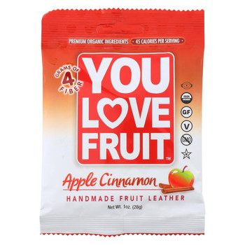 You Love Fruit - Organic Fruit Leather - Apple Cinnamon - Case of 12 - 1 oz.