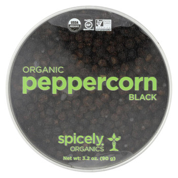 Spicely Organics - Organic Peppercorn - Black - Case of 2 - 3.2 oz. Spicely Organics - Organic Peppercorn - Black - Case of 2 - 3.2 oz.