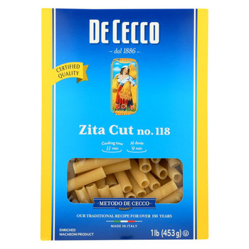 De Cecco Pasta - Pasta - Ziti Cut 18 - Case of 12 - 16 oz.