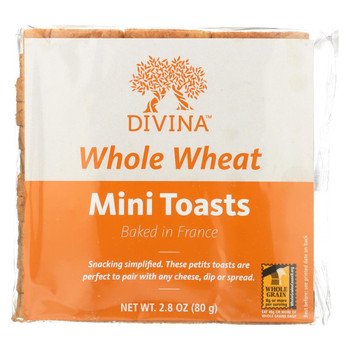 Divina - Whole Wheat Mini Toasts - Case of 24 - 2.8 oz. Divina - Whole Wheat Mini Toasts - Case of 24 - 2.8 oz.