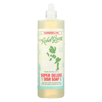 Rebel Green - Liquid Dish Soap - Frankincense and Pine - Case of 4 - 16 fl oz.